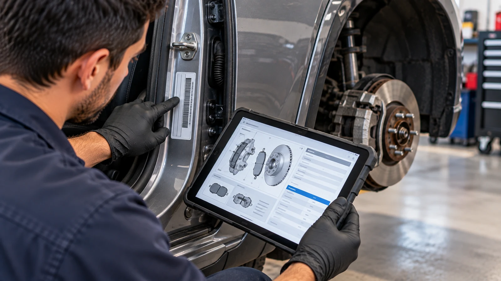 Checking VIN and brake specifications before ordering pads