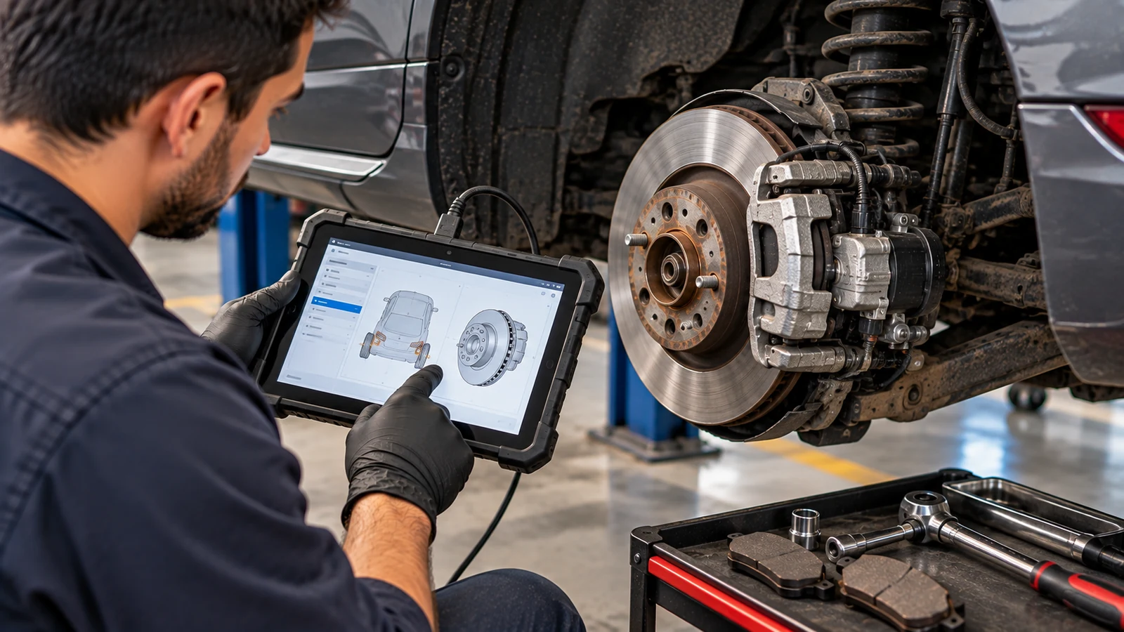 Electronic parking brake service mode during pad replacement