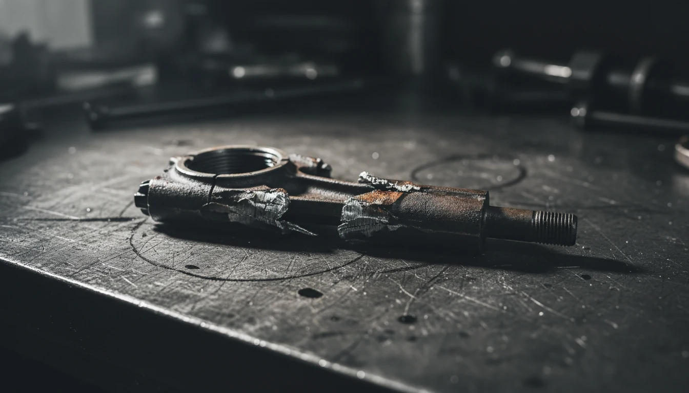 Close-up of a failed engine part illustrating the cost of incorrect repair procedures.