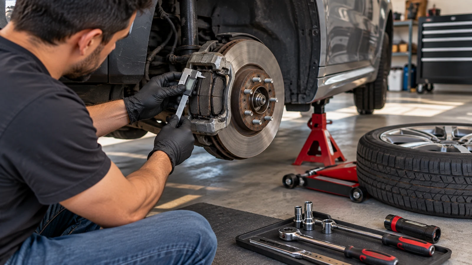 DIY brake inspection with wheel safely removed