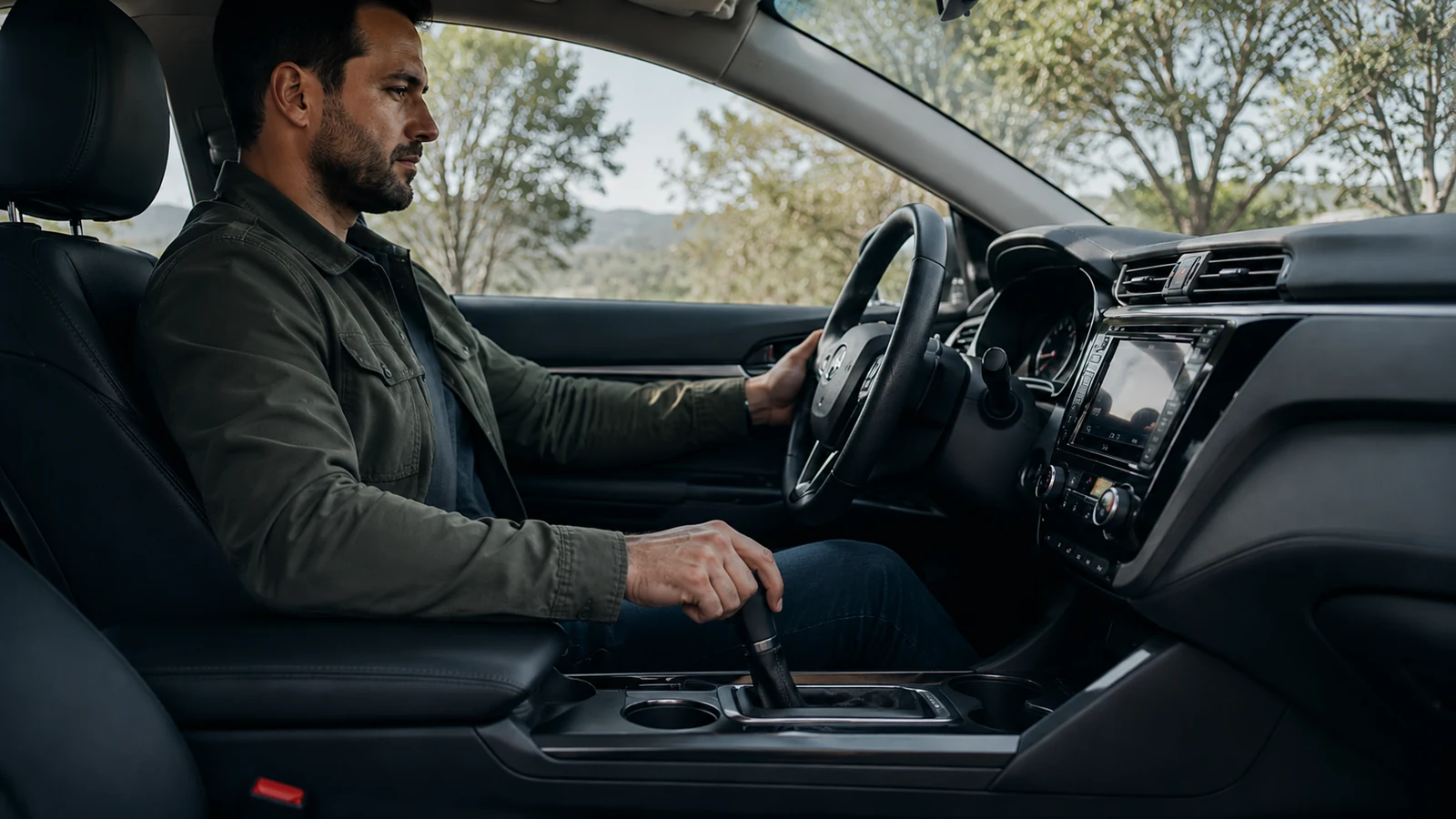Driver shifting automatic gear selector safely