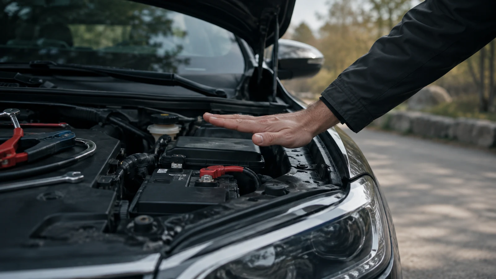 Hand avoiding unsafe engine electrical connections