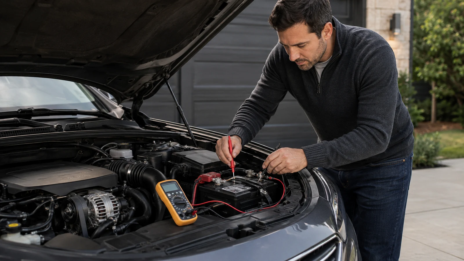 Testing car alternator with digital multimeter