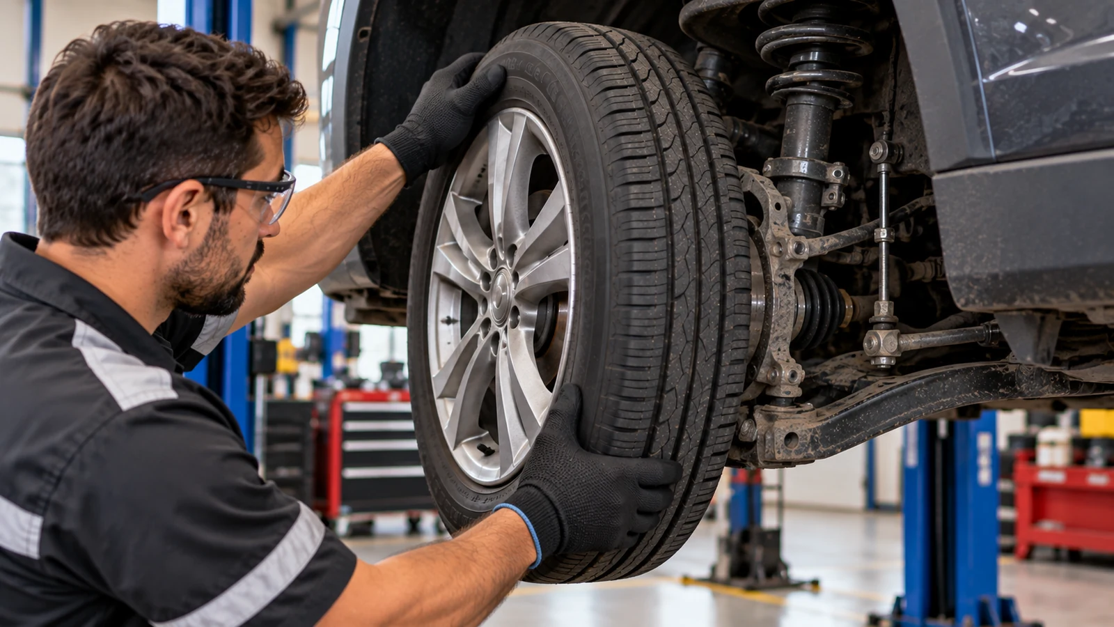 Checking wheel bearing and front hub play