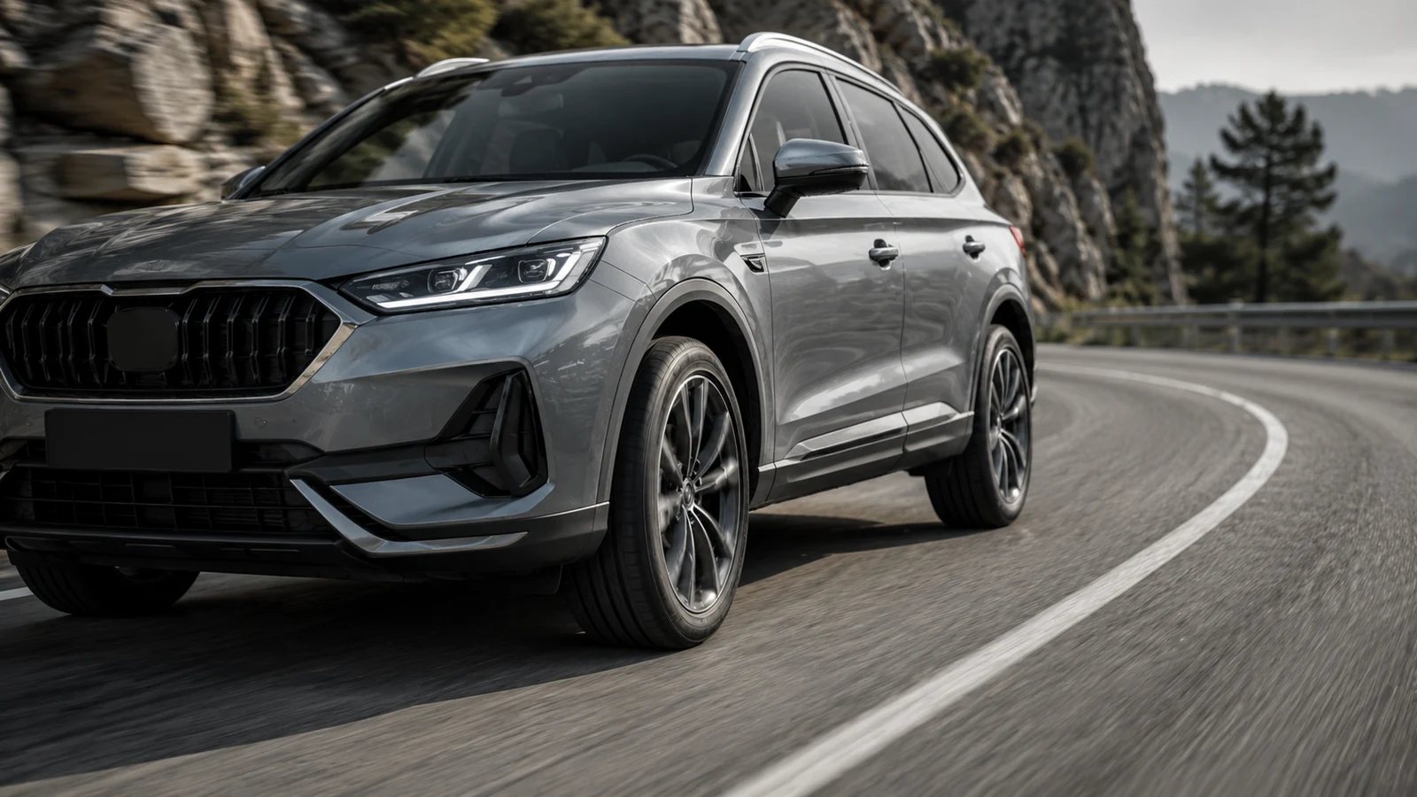 SUV turning road showing wheel load changes