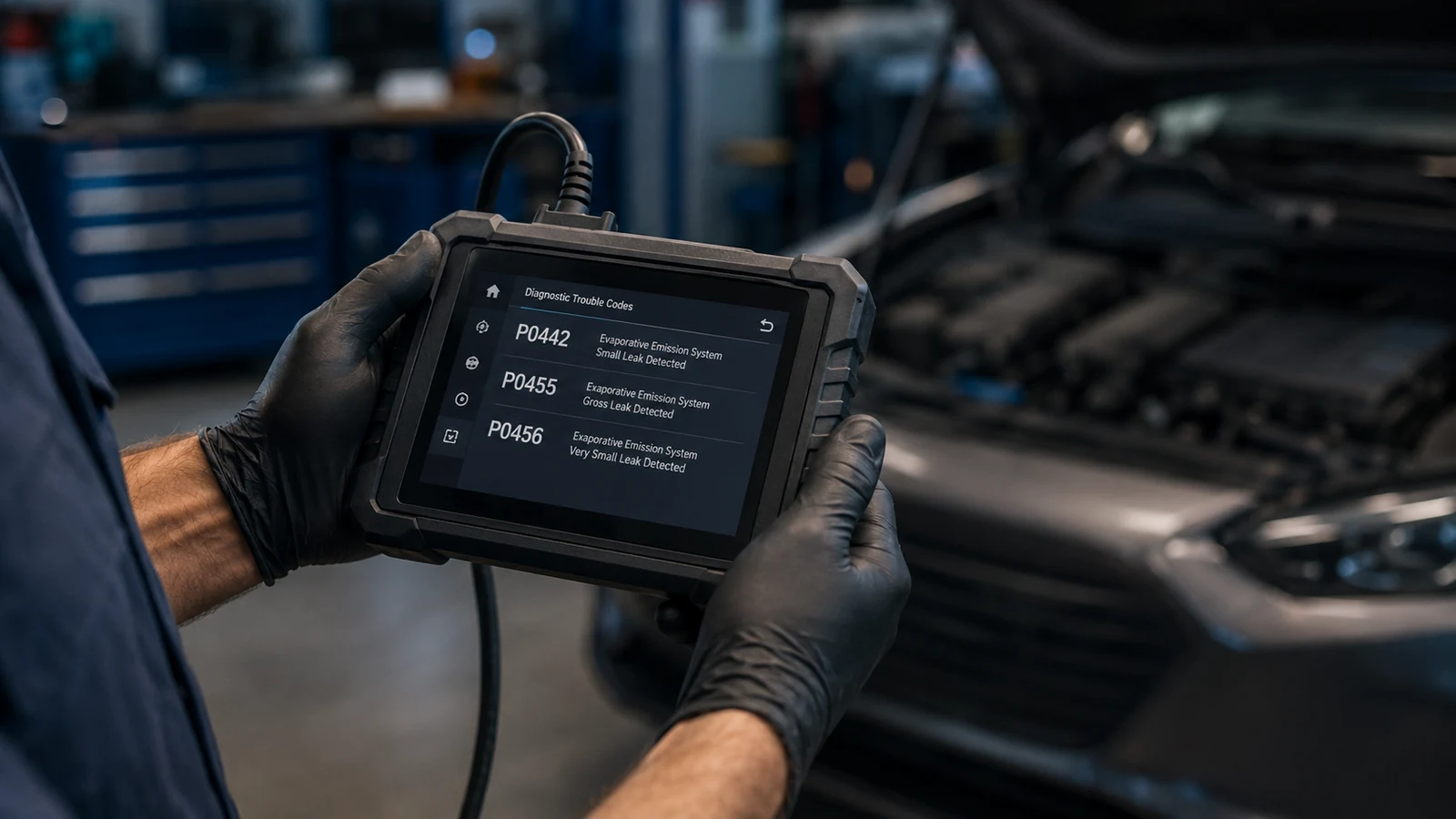 Scanner displaying common EVAP trouble codes