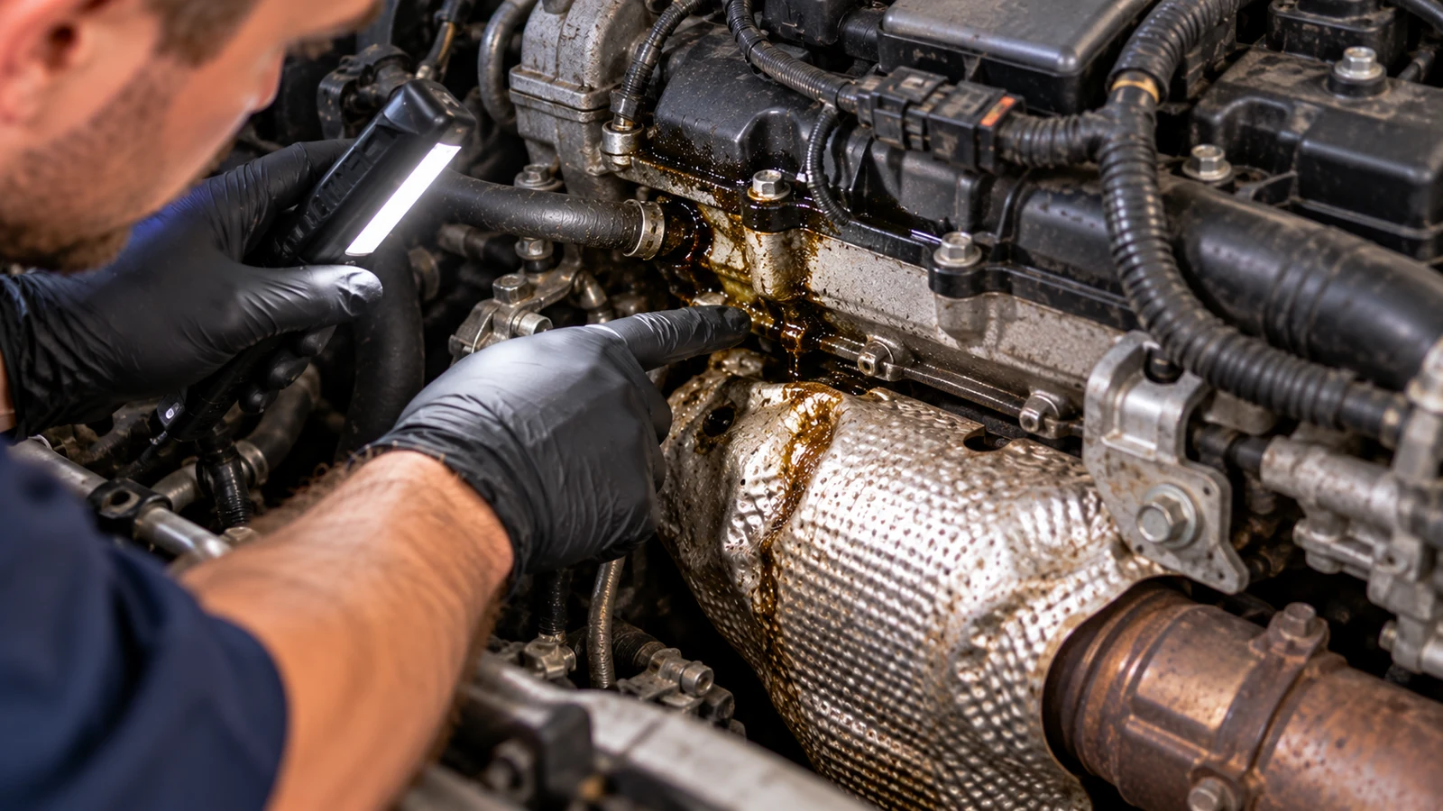 Oil leak traced near hot exhaust