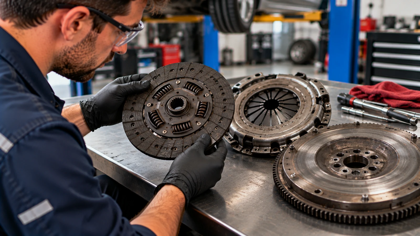 Manual clutch disc and flywheel inspection