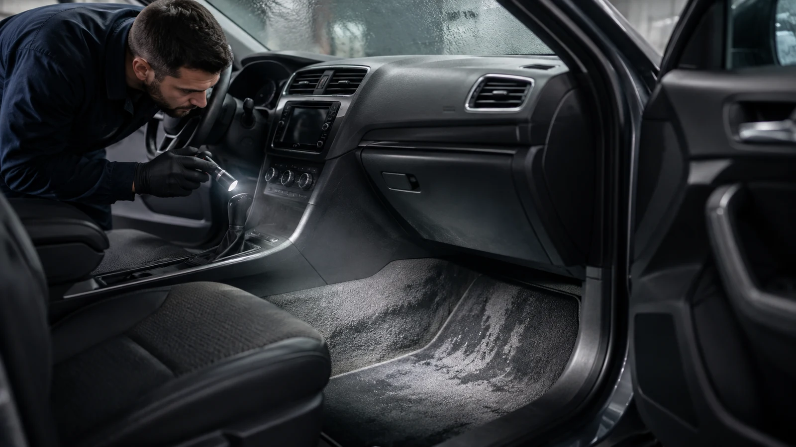 Damp passenger footwell that may accompany a heater-core coolant leak